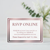 Carte D'accompagnement RSVP Online Simple Elegant Rose Gold sur Blanc (Debout devant)