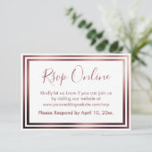 Carte D'accompagnement RSVP Online Simple Elegant Rose Gold sur Blanc (Debout devant)