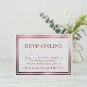 Carte D'accompagnement RSVP Online Simple Elegant Rose Gold sur Grey (Debout devant)