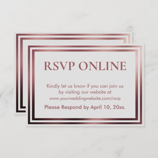 Carte D'accompagnement RSVP Online Simple Elegant Rose Gold sur Grey (Devant / Derrière)