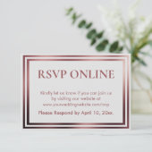 Carte D'accompagnement RSVP Online Simple Elegant Rose Gold sur Grey (Debout devant)