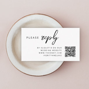 Carte D'accompagnement RSVP pour mariage QR Code minimaliste Nettoyer s