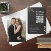 Carte D'accompagnement RSVP pour mariage | QR Code Modern Black Gold phot