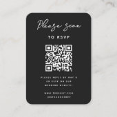 Carte D'accompagnement RSVP pour mariage | QR Code Moderne Design Noir (Devant)