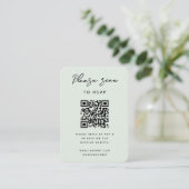 Carte D'accompagnement RSVP pour mariage | QR Code Moderne Minimal Sage V (Debout devant)