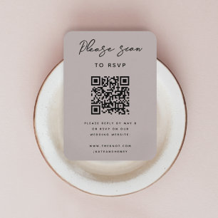 Carte D'accompagnement RSVP pour mariage   QR Code Moderne Minimaliste Du