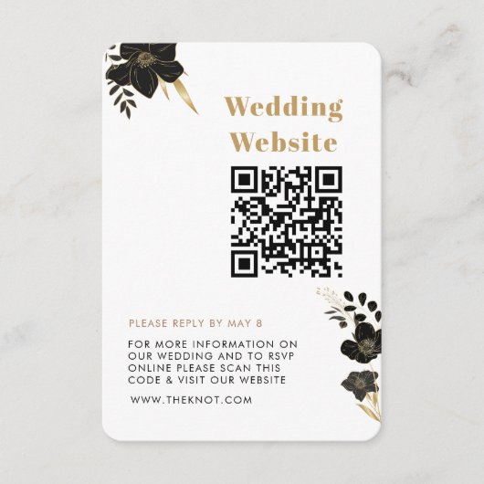 Carte D'accompagnement RSVP pour mariage | QR Code moderne photo blanche (Devant)
