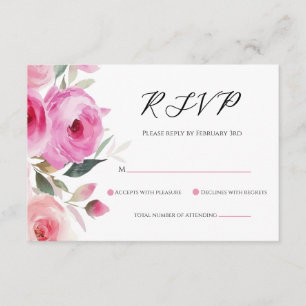 Carte D'accompagnement RSVP pour une Bat Mitzvah Florale Rose Moderne