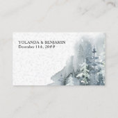 Carte D'accompagnement RSVP QR Code en ligne Forêt de neige Mariage d'hiv (Dos)