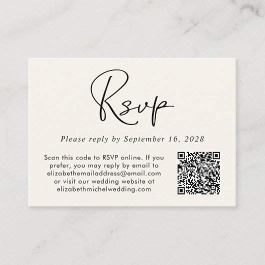 Carte D'accompagnement RSVP QR Code Photo Creative Mariage (Devant)