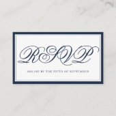 Carte D'accompagnement RSVP QR Elegant Marine et Blanc (Devant)