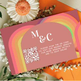 Carte D'accompagnement RSVP rétro avec code QR