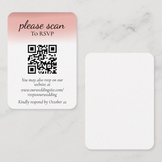 Carte D'accompagnement RSVP rose Dusty moderne avec code QR (Devant / Derrière)