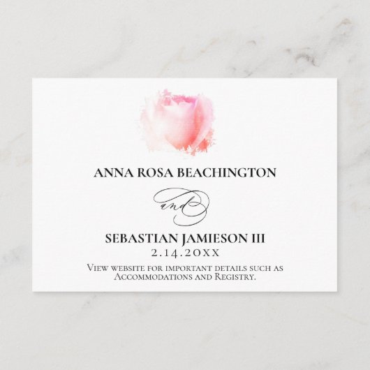 Carte D'accompagnement *~* RSVP Rose Mariage Floral Site Web Enclôture (Dos)