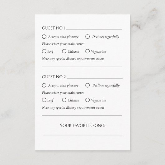 Carte D'accompagnement RSVP Sélection de repas Hydrangea 2 Mariage invité (Dos)