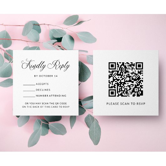Carte D'accompagnement RSVP simple et élégant avec code QR | Mariage budg