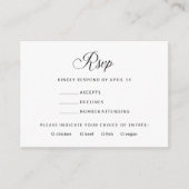 Carte D'accompagnement RSVP simple et élégant | Choix de repas noir et bl (Devant)