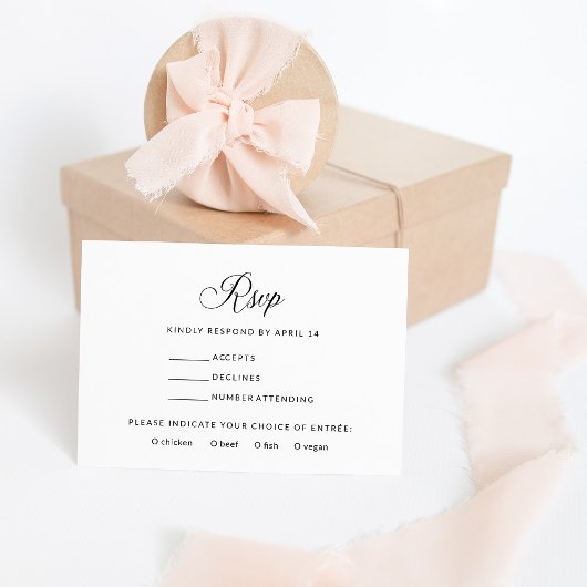 Carte D'accompagnement RSVP simple et élégant | Choix de repas noir et bl