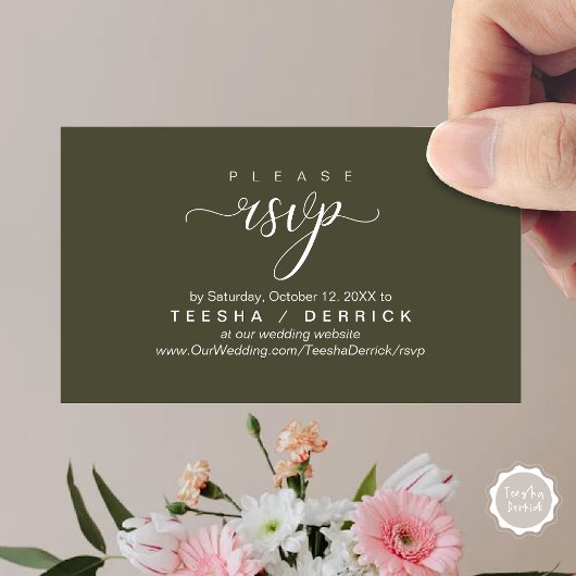 Carte D'accompagnement RSVP Site Mariage Rappel, Classique moderne