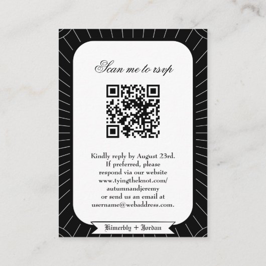 Carte D'accompagnement RSVP Skeletons gothiques Jusqu'à la mort Code QR M (Dos)