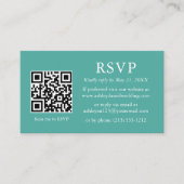 Carte D'accompagnement RSVP Turquoise QR minimaliste Mariage (Devant)
