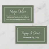Carte D'accompagnement RSVP vert olive à double bordure en ligne (Devant / Derrière)