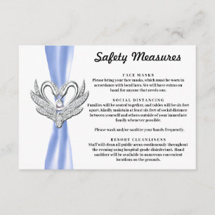 Carte D'accompagnement Ruban Bleu Cygnes d'Argent Mesures de Sécurité
