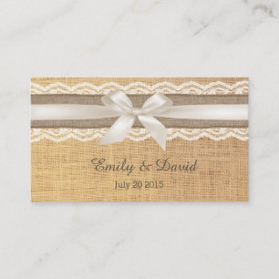 Carte D'accompagnement Ruban d'ivoire rustique et Mariage de dentelle Bur