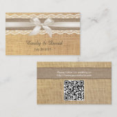 Carte D'accompagnement Ruban d'ivoire rustique et Mariage de dentelle Bur (Devant / Derrière)