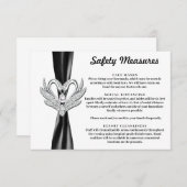 Carte D'accompagnement Ruban noir Cygnes d'argent Mesures de sécurité (Devant / Derrière)