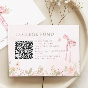Carte D'accompagnement ruban rose floral jardin remise de diplôme fonds u