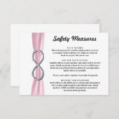 Carte D'accompagnement Ruban rose Infini argenté Mesures de sécurité (Devant / Derrière)