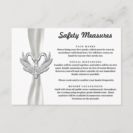 Carte D'accompagnement Rubans Blancs Cygnes d'Argent Mesures de Sécurité (Devant)