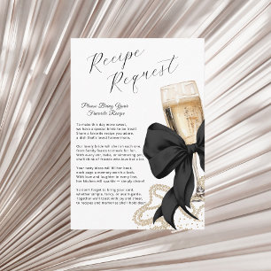 Carte D'accompagnement Rubans noirs et perles pour la mariée avec prosecc
