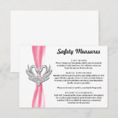 Carte D'accompagnement Rubans roses cygnes argentés mesures de sécurité (Devant / Derrière)