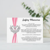 Carte D'accompagnement Rubans roses cygnes argentés mesures de sécurité (Debout devant)