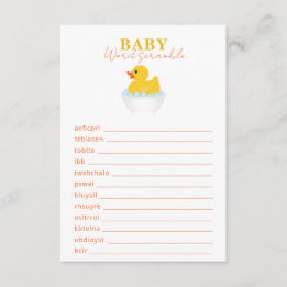 Carte D'accompagnement Rubber Duck Baby shower Word Scramble Jeu - Yello