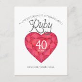 Carte D'accompagnement Ruby Mariage Anniversaire coeur art choix repas (Devant)