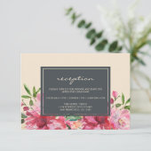 Carte D'accompagnement Ruby Pink Peony Floral Mariage d'ivoire botanique (Debout devant)