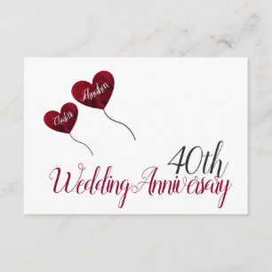 Carte D'accompagnement Ruby Red 40e anniversaire mariage montgolfière