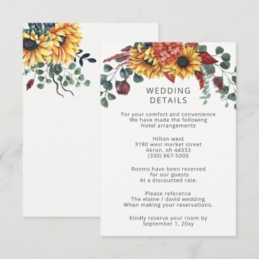 Carte D'accompagnement Russe Aquarelle Bourgogne Mariage de automne (Devant / Derrière)