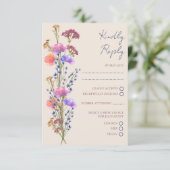 Carte D'accompagnement Russe Beige Acrylique Floral Mariage RSVP (Debout devant)