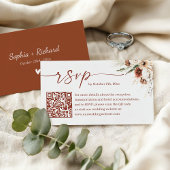 Carte D'accompagnement Russe Boho Terracotta Mariage QR Code RSVP