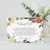 Carte D'accompagnement Russe Bourgogne Orange Mariage Floral Wishing well (Debout devant)