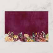 Carte D'accompagnement Russe Bourgogne Orange Mariage Floral Wishing well (Dos)