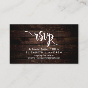 Carte D'accompagnement Russe Farm Wood, police blanche, réponse RSVP