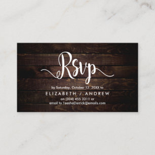 Carte D'accompagnement Russe Farm Wood, police blanche, réponse RSVP