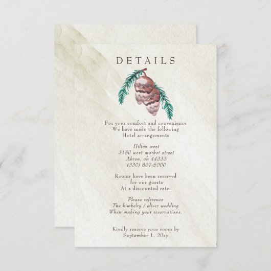 Carte D'accompagnement Russe Forêt d'hiver Mariage de pin de bois (Devant / Derrière)