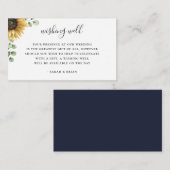 Carte D'accompagnement Russe Mariage de la Sunflower Navy (Devant / Derrière)