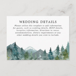 Carte D'accompagnement Russe montagnes forêt aquarelle détails mariage